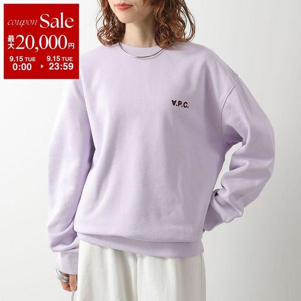 APC A.P.C. アーペーセー トレーナー COFDX H27790 レディース スウェットシャツ 長袖 裏起毛 フロッキープリント ロゴ クルーネック HAD