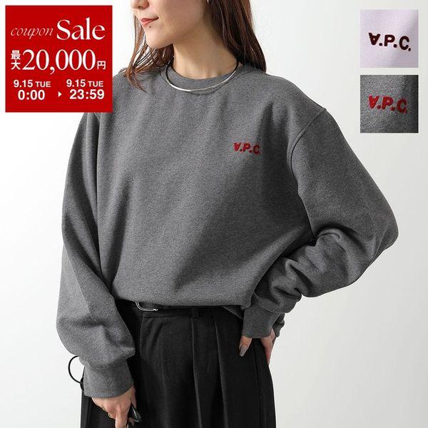 APC A.P.C. アーペーセー トレーナー COFDX F27789 レディース スウェットシャツ 長袖 裏起毛 フロッキープリント ロゴ クルーネック