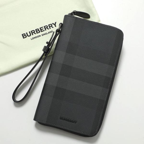 BURBERRY バーバリー 長財布 CHARCOAL CHECK チャコールチェック 8066839 チャコールグレー系 PVC レザー メンズ トラベルケース 美品 BURBERRY（バーバリー） 長財布 MS TRAVEL WALLET BRT 8066839 メンズ