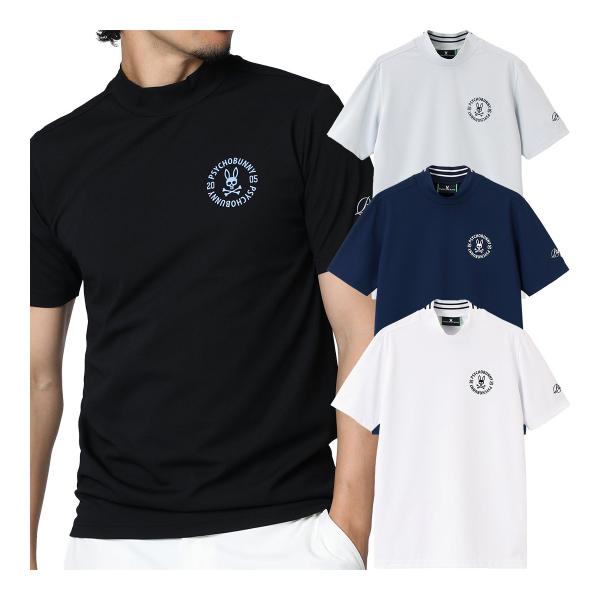 サイコバニー 半袖 モックネックシャツ サークルロゴテック UVモックネックTシャツ メンズ GF792 ゴルフウェア トップス 2026年秋冬モデル Psycho Bunny
