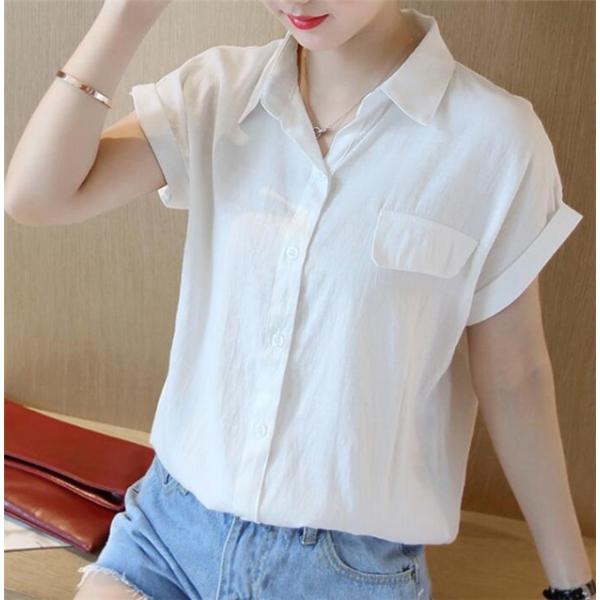 シャツ レディース 半袖 綿麻 夏 19 無地 トップス カジュアル ゆったり チュニック ブラウス 痩せ着 代 30代 40代 Deux1643 Deux 通販 Yahoo ショッピング