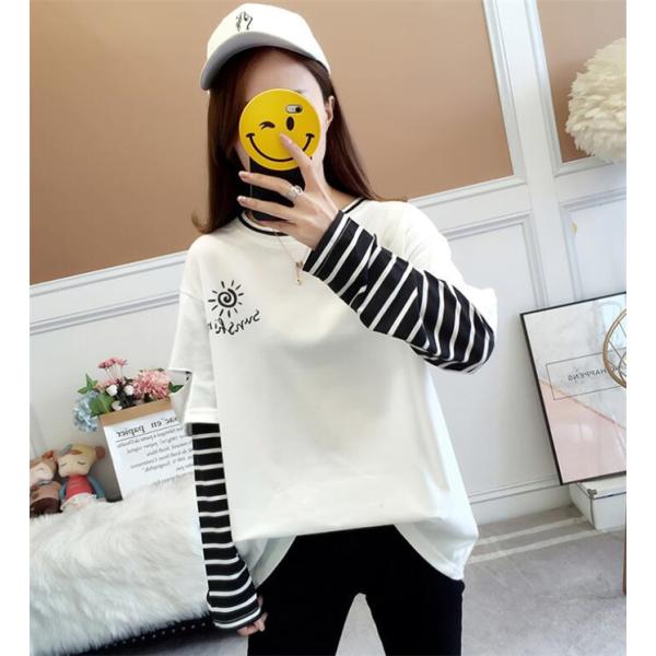 シャツ ゆったりシャツ レディース トップス 春 秋 ネック 重ね着風 クレイヤード ドッキング フ裾 ブラウス 長袖 袖口ゴム おしゃれ 6kl1pvgxfg ファッション Imsservice Co Id