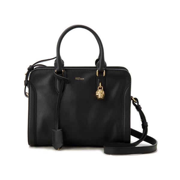 アレキサンダーマックイーン レザー ブラック ボストンバッグ