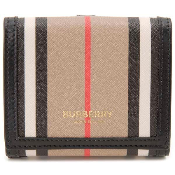 Burberry ストライプ 二つ折り財布　コンパクト財布　美品 BURBERRY バーバリー 二つ折り財布 レディース 8029619