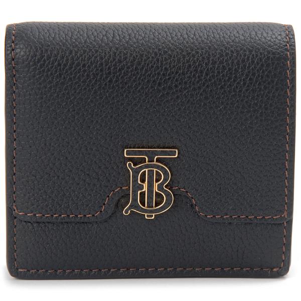 美品　BURBERRY　バーバリー　二つ折り財布　ロゴ　プリント　ブラック BURBERRY（バーバリー） 二つ折り財布 レディース ブラック 8062347 TB