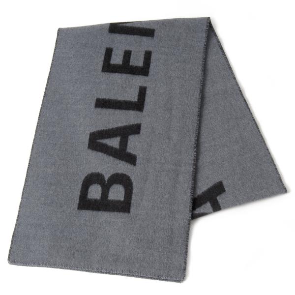 BALENCIAGA バレンシアガ マフラー ウール100% グレー ロゴ BALENCIAGA バレンシアガ マフラー ウール100% グレー ロゴ