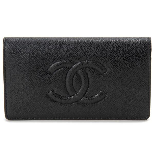 シャネル CHANEL 長財布 A48651 Y25444 94305 キャビアスキン ココマーク ブラック