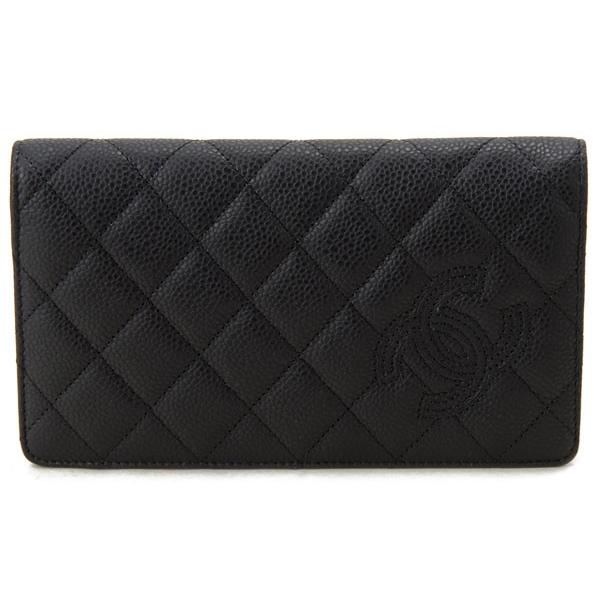 CHANEL ブラックレザー 長財布 キルティング CHANEL ブラック レザー 長財布 - メルカリ