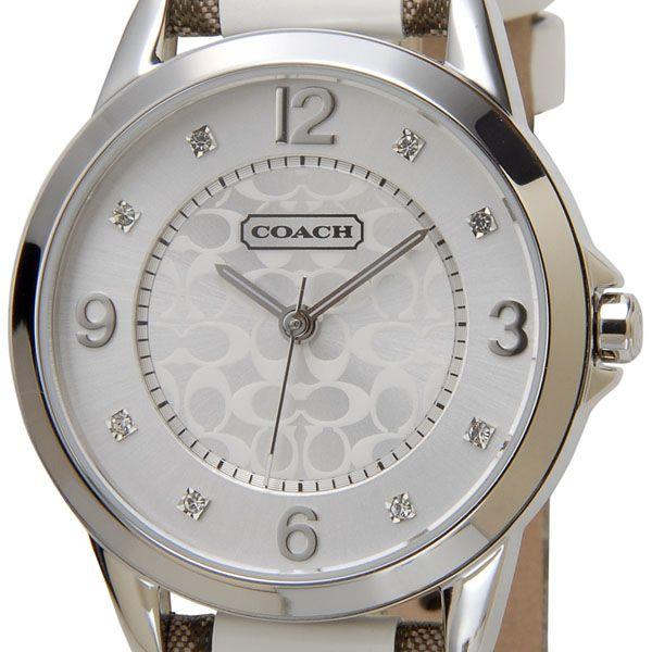 コーチ COACH 腕時計 14501619 シグネチャーインデックス シルバー×ホワイト 革ベルト レディース ブランド