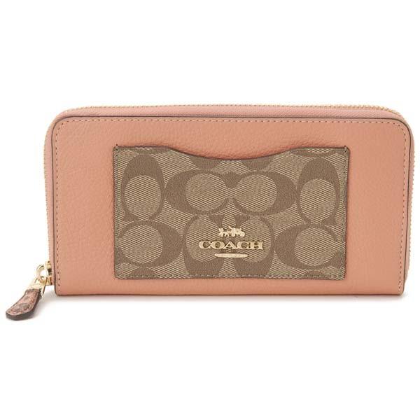 COACH（コーチ） ラウンドファスナー長財布 レディース コーラル 