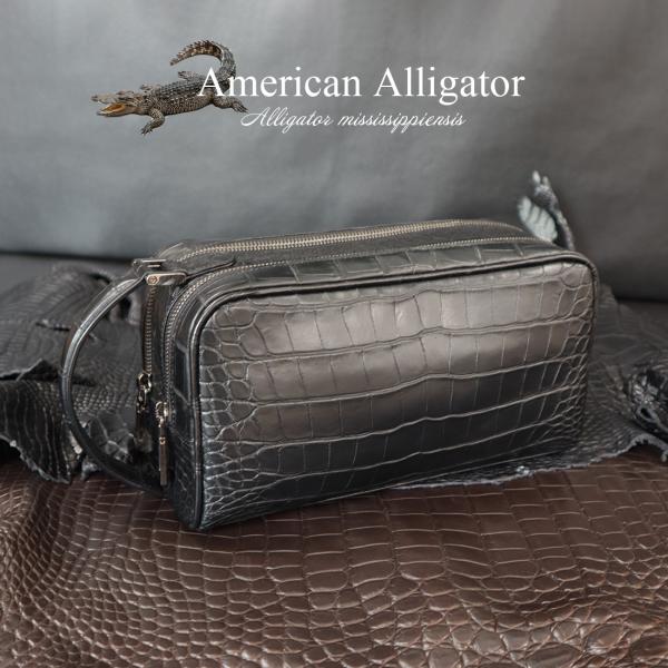 アリゲーター ダブルファスナー セカンドバッグ メンズ 高級 ワニ革 レザー RODANIA ロダニア RODANIA（ロダニア） アリゲーター ダブルファスナー セカンドバッグ
