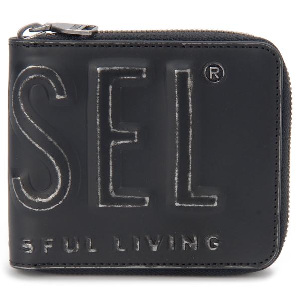 正規品 DIESELロゴ 財布 黒 美品 即日発送 DIESEL（ディーゼル） 二つ折り財布 メンズ ブラック X10007P8078T8013
