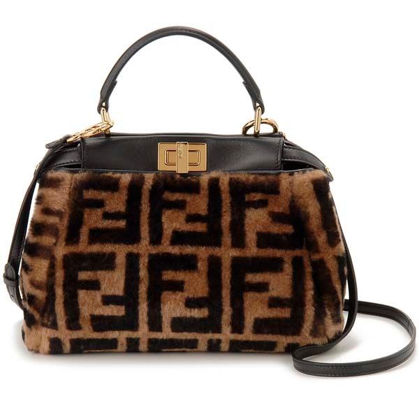 FENDI フェンディ ハンドバッグ レディース ブラック×ブラウン 8BN244  