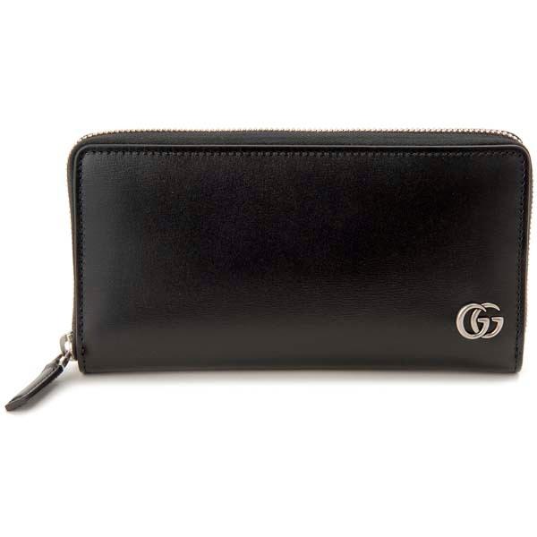 GUCCI グッチ ラウンドファスナー長財布 メンズ ブラック ダブル