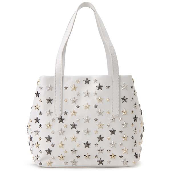 JIMMY CHOO】SOFIA N/S ホワイト スタースタッズトートバッグ