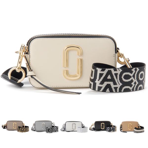 【MARC JACOBS】マーク・ジェイコブス スナップショット ショルダーバッグ レザー×ゴールド金具 ホワイト×ブラック M0012007/tm08537ar MARC JACOBS（マーク・ジェイコブス） ショルダーバッグ レディース