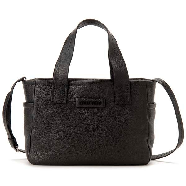 miu miu ミュウミュウ 黒 ブラック総柄デニムトートバッグ 2way
