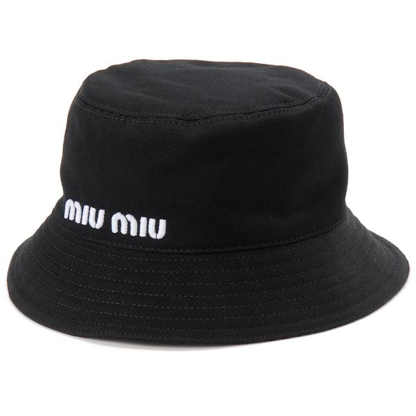 miumiu ドリル バケットハット M 黒 Amazon | [ミュウミュウ] 帽子 ドリル バケットハット バケハ ブラック