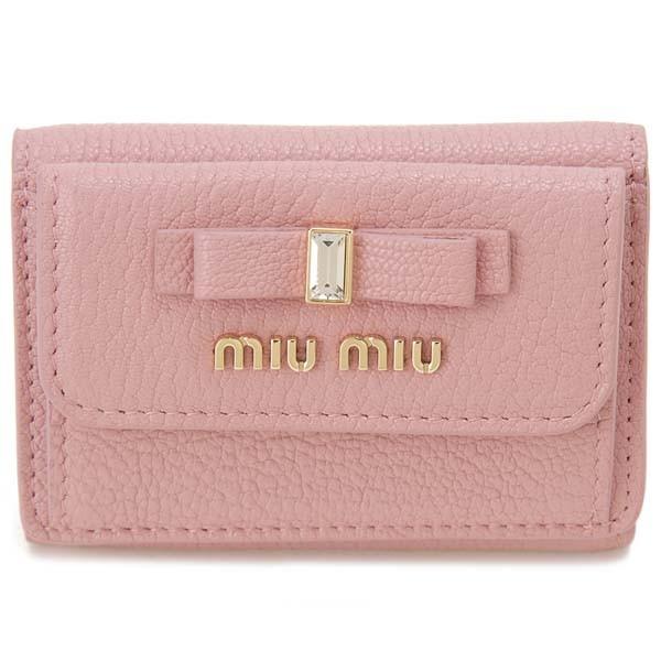 miu miu（ミュウミュウ） 三つ折り財布 レディース ピンク 5MH021 2D7A