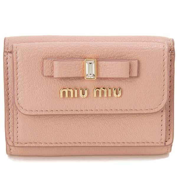 MIU MIU ピンク 三つ折り財布 miu miu（ミュウミュウ） 財布 三つ折り財布 レディース ピンク 5MH021