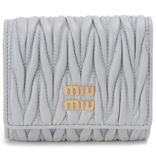 miu miu 三つ折り財布 パールグレー レディース 定価74800円 miu miu 三つ折り財布 パールグレー レディース パールグレー