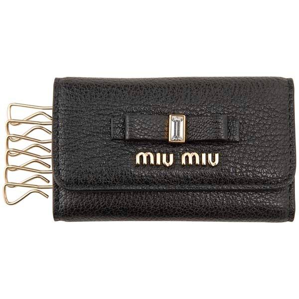 miu miu（ミュウミュウ） キーケース レディース ブラック 5PG222 2D7A