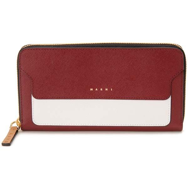 MARNI（マルニ） 財布 ラウンドファスナー長財布 ディープレッド 