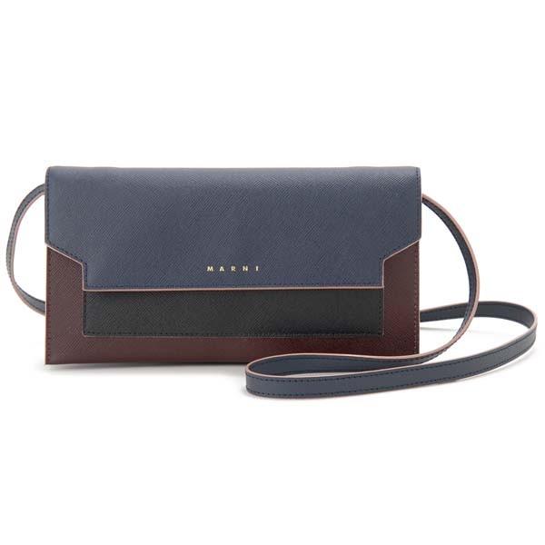 MARNI（マルニ） ショルダーバッグ 長財布 ブルー×ブラック×レッド