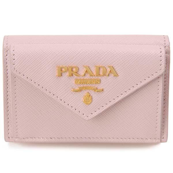 新品10万 正規 プラダ 三つ折り財布 1MH021 ピンク コンパクト PRADA（プラダ） 三つ折り財布 レディース ピンク 1MH021 ZLP F0VNM
