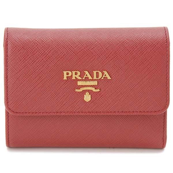 【美品】PRADA ミニ財布 PRADA プラダ レディース 三つ折り財布 レザー ミニ財布