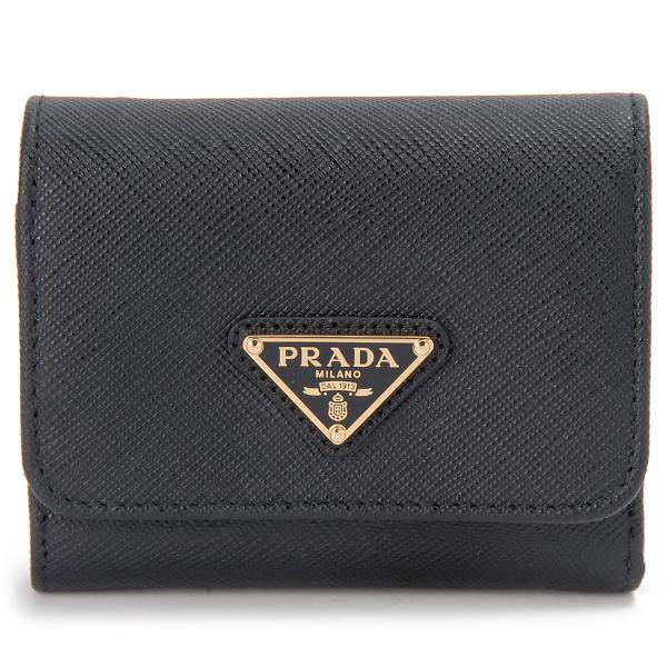 PRADA プラダ 三つ折り財布 レディース ブラック 1MH043 QHH