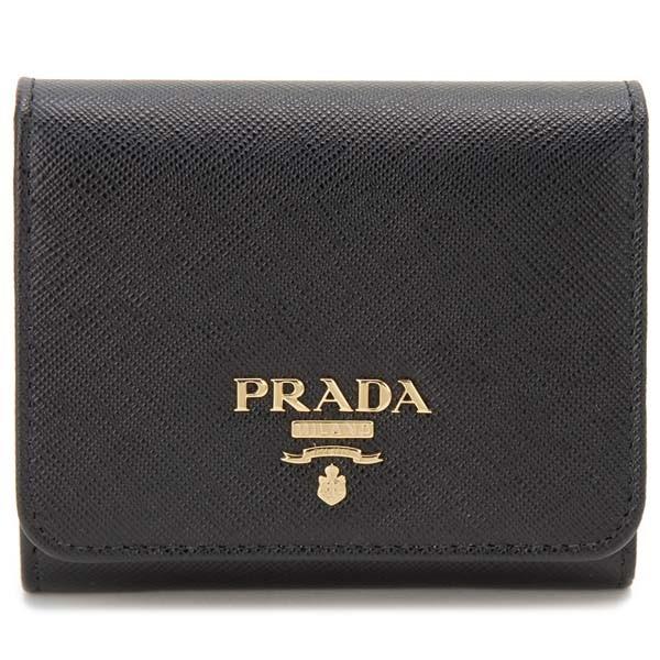 新品✨PRADA プラダ　1MH176 サフィアーノ 三つ折り財布　ブラック　黒 PRADA（プラダ） 三つ折り財布 レディース サフィアーノ ブラック
