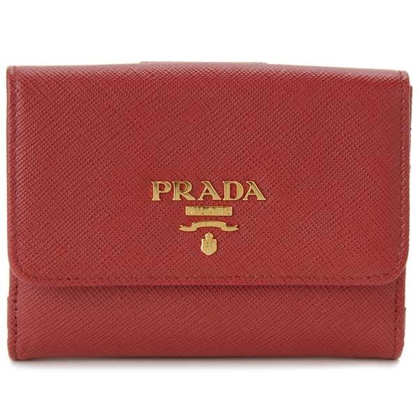 PRADA（プラダ） 二つ折り財布 1MH523 QWA F068Z サフィアーノ レッド