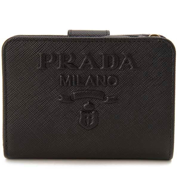 PRADA（プラダ） 二つ折り財布 レディース ブラック 1ML018 2D1Q F0002