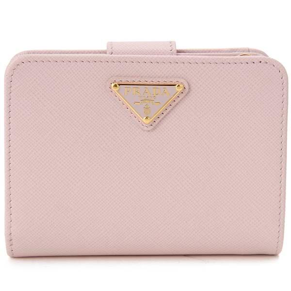 【 正規品 】PRADA　サフィアーノ　レザー　ピンク　1ML018-QHH PRADA プラダ 二つ折り財布 レディース ピンク 1ML018 QHH F0E18
