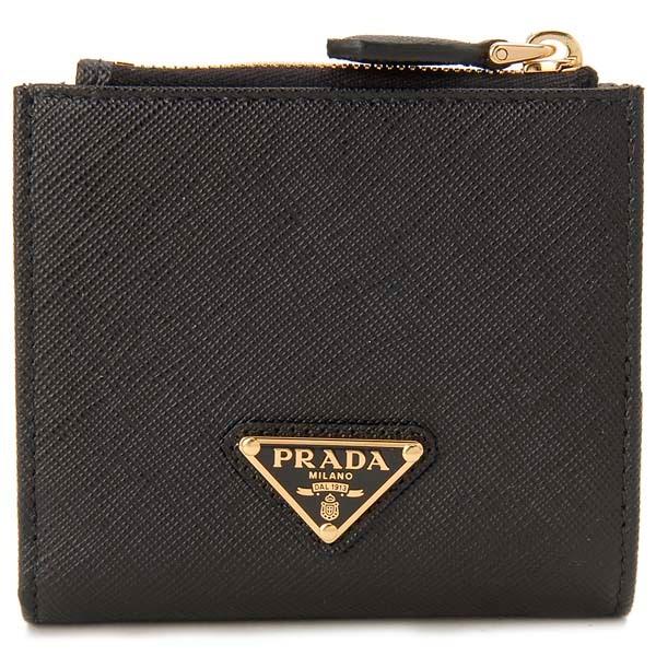 極上美品✨PRADA プラダ 二つ折り財布 サフィアーノ ブラック 黒 PRADA サフィアーノ二つ折り財布