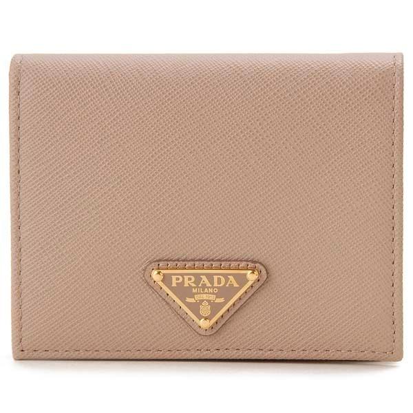 PRADA プラダ 折財布 二つ折り財布 ピンクベージュ 1MV204 QHH PRADA プラダ 折財布 二つ折り財布 ピンクベージュ 1MV204 QHH