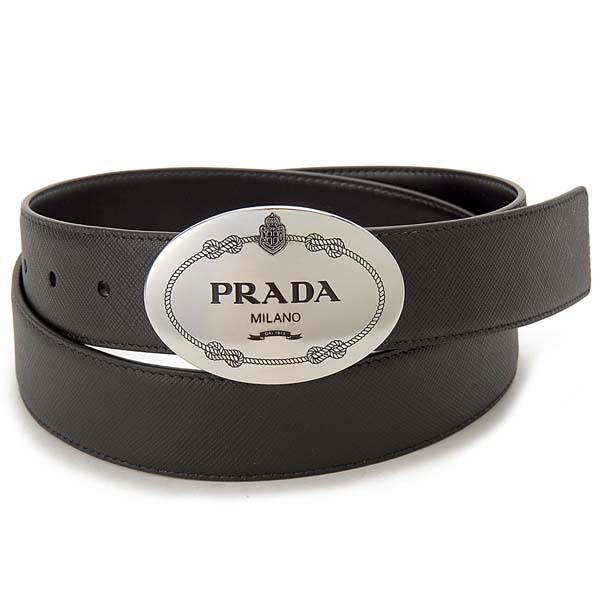 PRADA プラダ ベルト メンズ ブラック 2CM232 053 F0002 レザーベルト 90cm/95cm/100cm/105cm