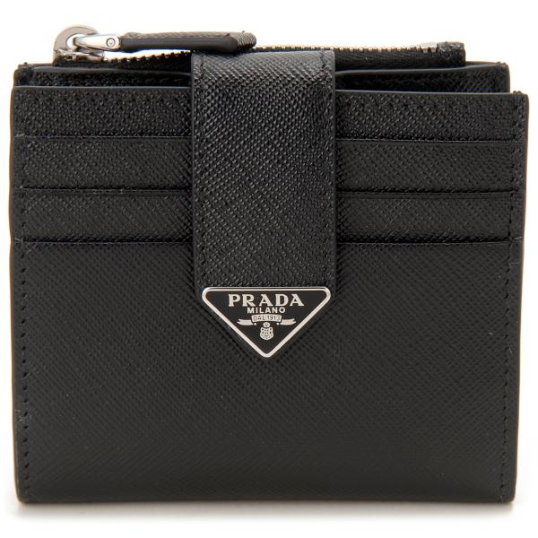 美品✨PRADA 黒　フラグメントケース 二つ折り　サフィアーノ 2MC066 美品✨PRADA 黒 フラグメントケース 二つ折り サフィアーノ