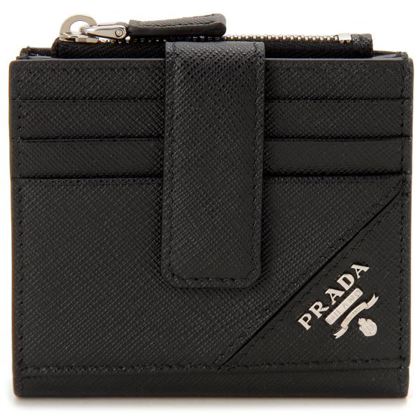 美品✨PRADA 黒　フラグメントケース 二つ折り　サフィアーノ 2MC066 美品✨PRADA 黒 フラグメントケース 二つ折り サフィアーノ