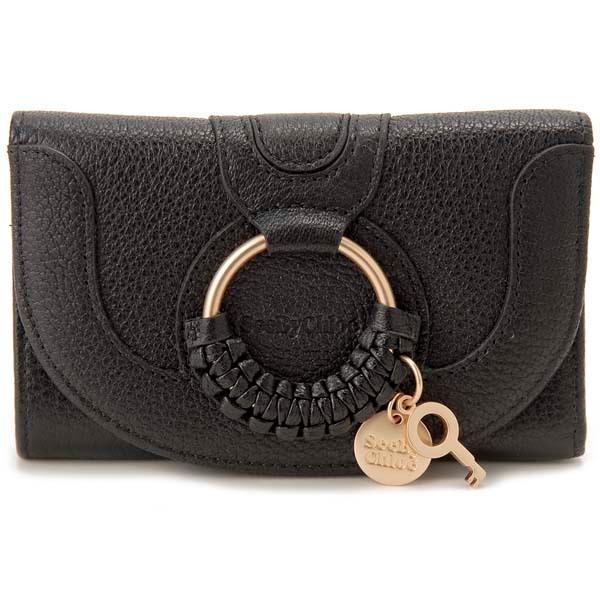 新品同様　SeeByChloe シーバイクロエ　三つ折り財布　ハナ　ブラック系 SEE BY CHLOE（シーバイクロエ） 財布 三つ折り財布 レディース