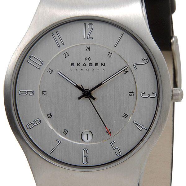 スカーゲン SKAGEN メンズ 腕時計 233 XXLSLC 233シリーズ Denmark Classic シルバー ブラックレザー 革ベルト  ブランド