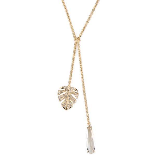 Swarovski リーフモチーフ ネックレス ゴールド 四つ葉のクローバー 