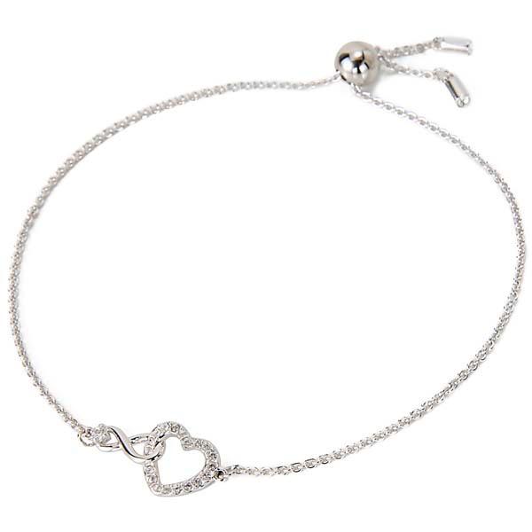 スワロフスキー　シルバーハートインフィニティブレスレット Swarovski 一度使用美品 スワロフスキー ブレスレット インフィニティ