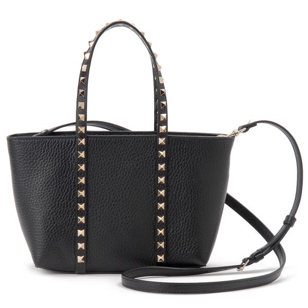 VALENTINO ブラック トートバッグ 関税送料込- VALENTINO VLTN トートバッグ エコラボ ミディアム