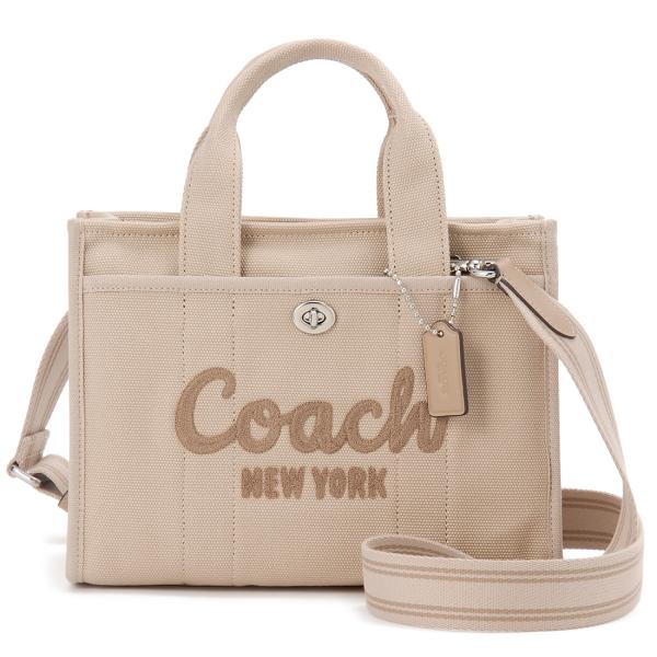訳あり　正面左側に汚れ、ショルダーの糸ほつれ　COACH コーチ トートバッグ レディース ベージュ CP164LHVRA CARGO TOTE 26 訳あり 正面左側に汚れ、ショルダーの糸ほつれ コーチ COACH トート