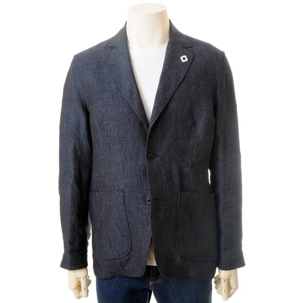 <美品>LARDINI デニム ジャケット ブートニエール サイズ46 LARDINI - ラルディーニ ジャケット デニム テーラード 3ボタン
