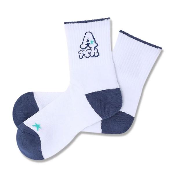 ＜ネコポス発送 送料無料＞ ARCH（アーチ）　A325110  WHTBLU　バスケットボール　ソックス  playful logo crew socks  26SS