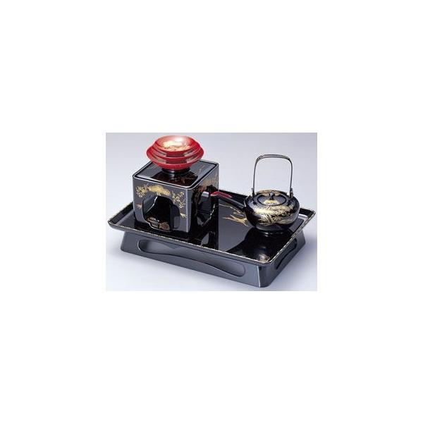 越前漆器12-15202　沈金松竹梅鶴亀　屠蘇器　黒