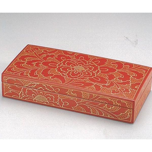 2546 越前塗 骨董 三段重箱 漆 漆器 泥朱 牡丹彫 2546 越前塗 骨董 三